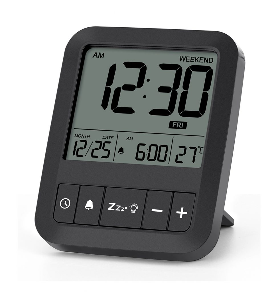 LIORQUE Alarm Clock Battery Powered, Small Travel Alarm Clock with Date