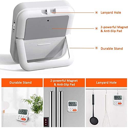 Digital Kitchen Timer: Loud Alarm, Magnetic Wall Mount