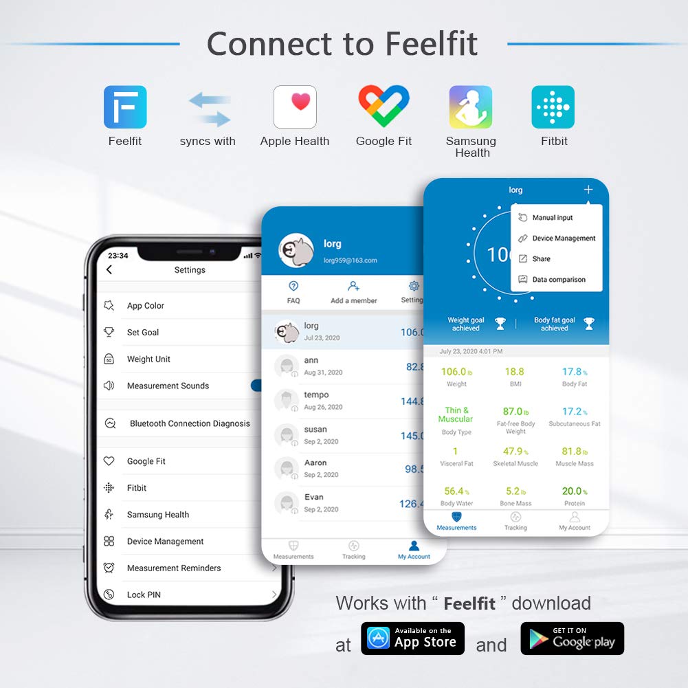 iMounTEK Smart Body Fat Scale Body Composition BMI Weight Scale Digital iOS & Android App