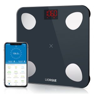 Poplar Home Products Digital Bathroom Scales for Accurate Body Weight – Ultra Thin, Black Scale – Auto Step on Design – 4 Precision Weight Sensors –