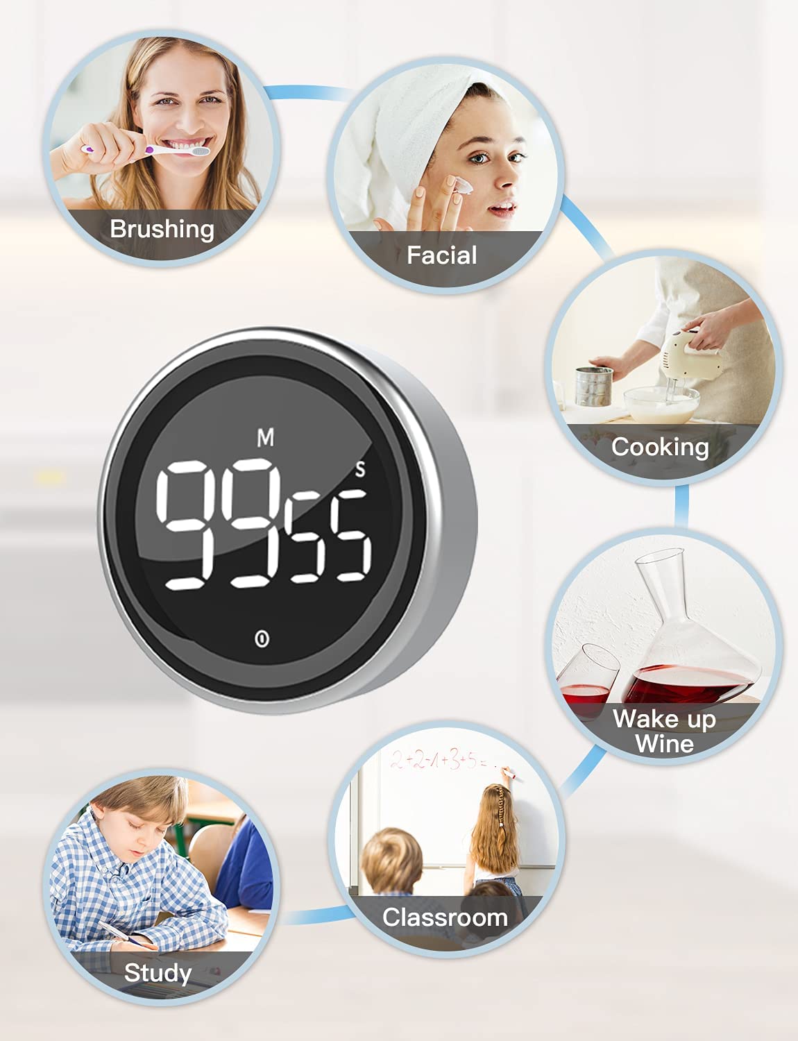 LIORQUE Digital Kitchen Timer 99 Minutes Magnetic Countdown Count