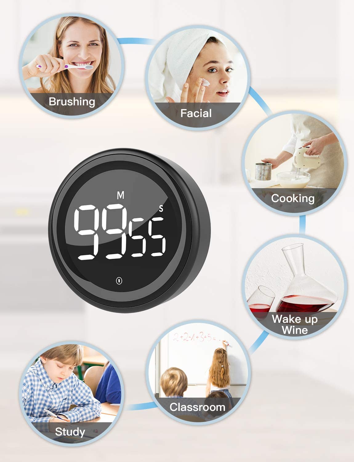 Digital Kitchen Cooking Timer - Magnetic Countdown Count Up Timer with  Large LED Display Loud Volume and 2 Brightness, Easy to Use for Kids  Teachers