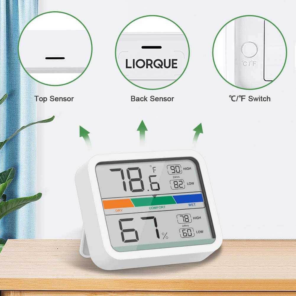 LIORQUE Hygrometer Indoor Thermometer Room Humidity Gauge with